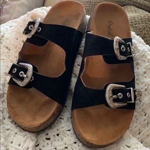 Black western buckle sandal